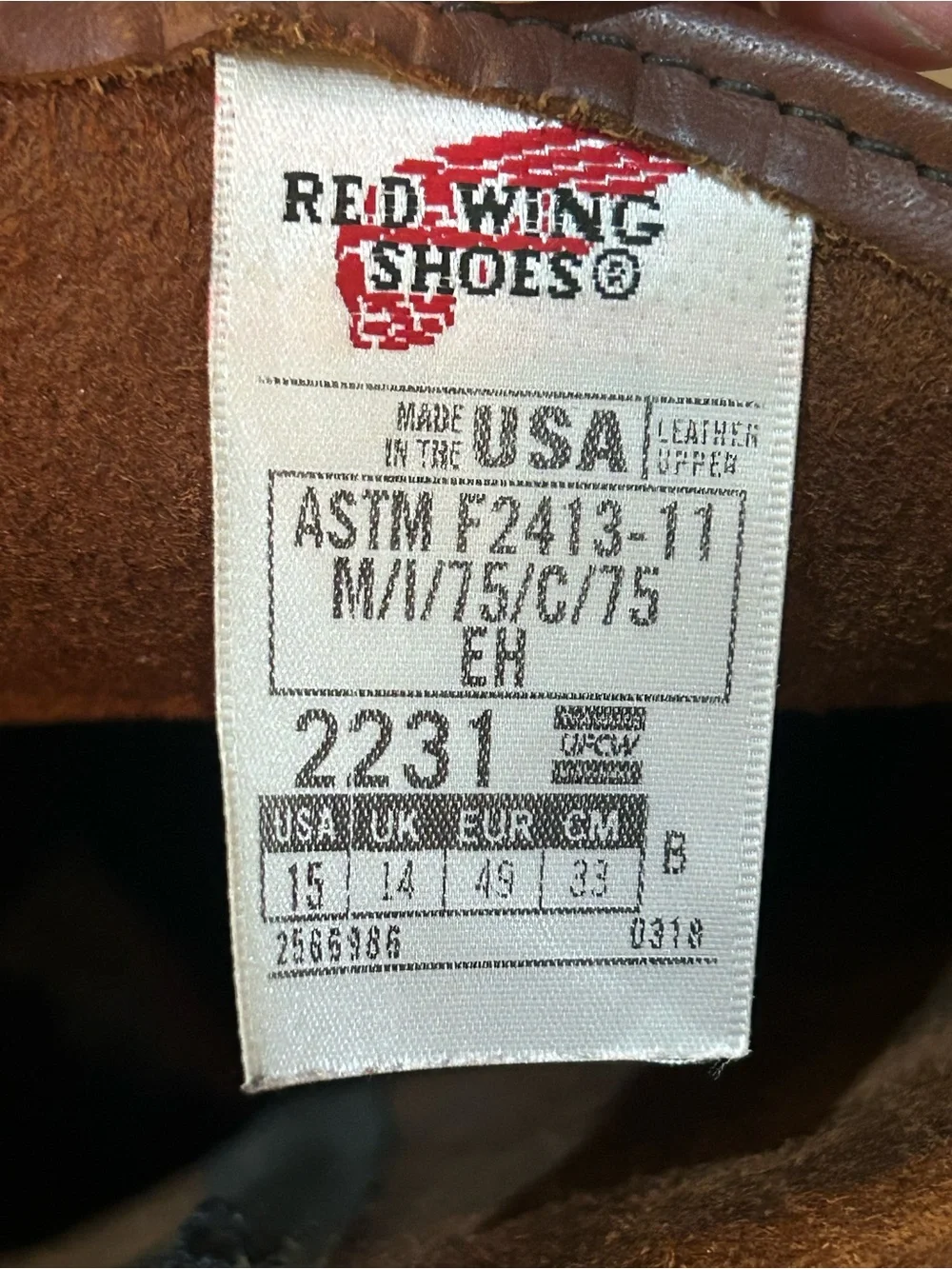 Red Wing 2231 SuperSole 11” Steel Toe Work Boots Men’s 15B